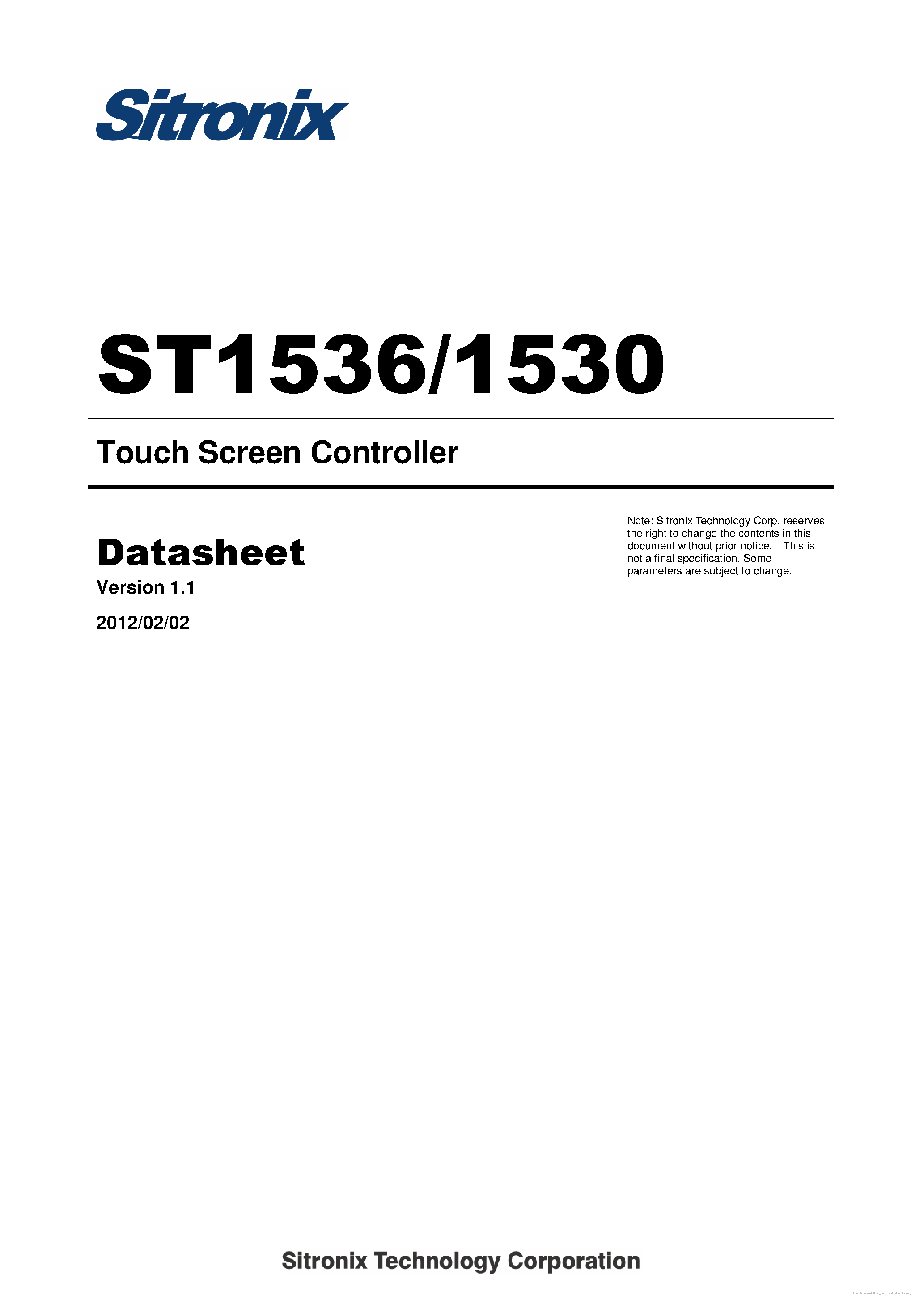 Datasheet ST1530 - page 1