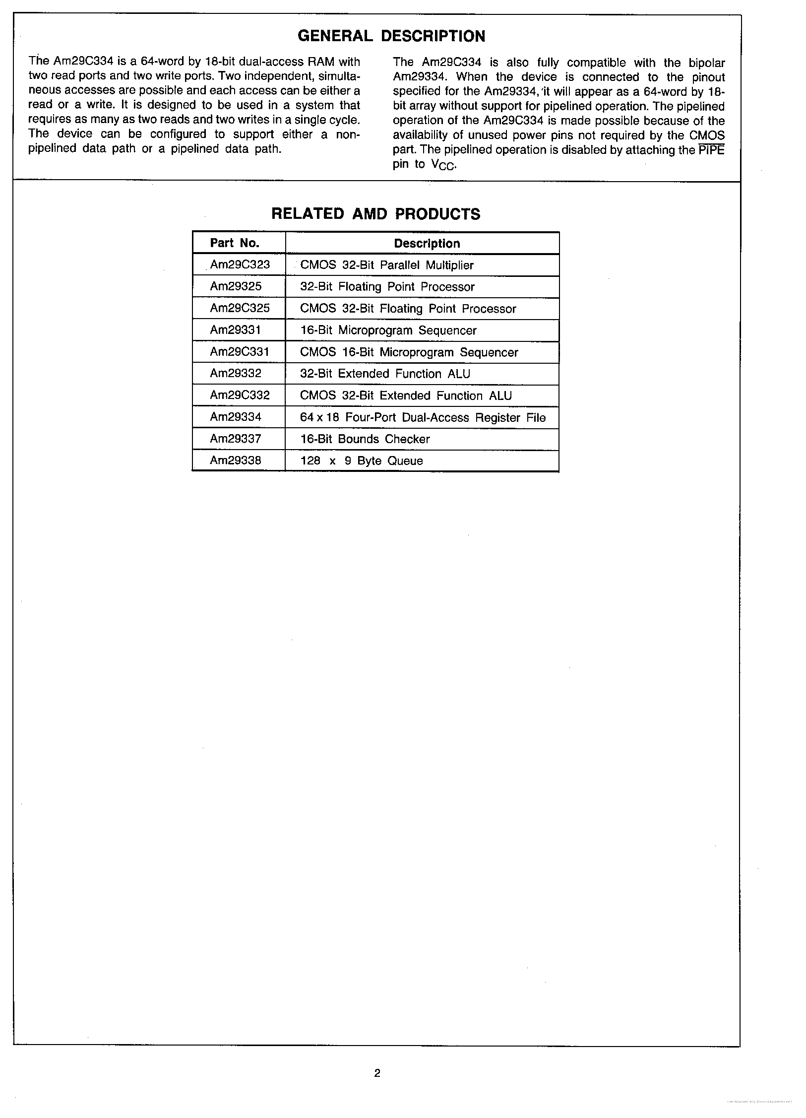 Datasheet AM29C334 - page 2
