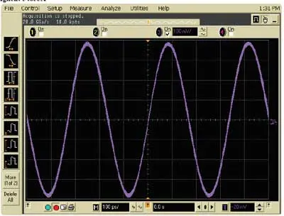 Визуальная оценка искажений в режиме послесвечения на осциллографе Agilent 54855A