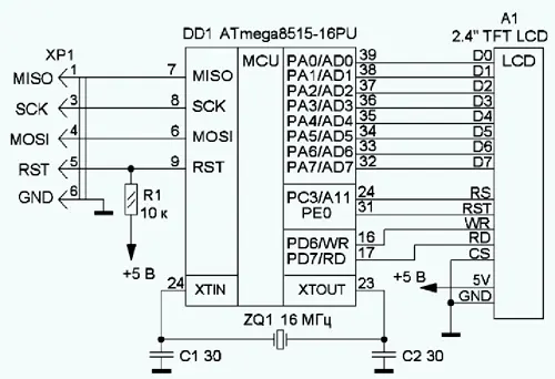Схема макета на МК ATmega8515