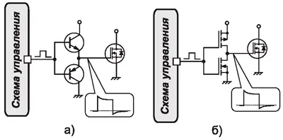 Двухтактные комплементарные выходные каскады управляющей схемы для управления MOSFET-транзисторами