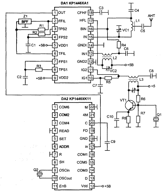Схема включения микросхем КР1446ХА1 и КР1446ХК11 