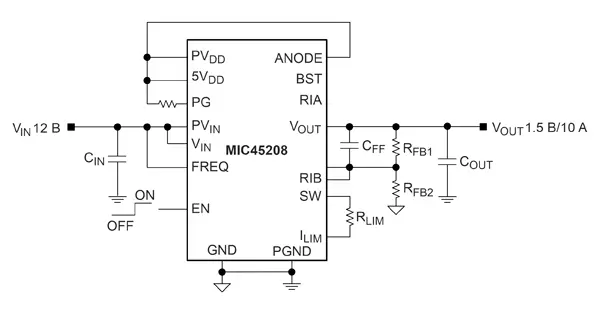 Типовая схема включения модулей MIC45208