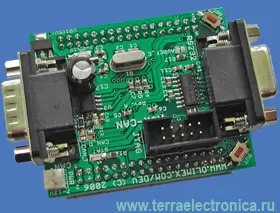 AVR-CAN – макетная плата фирмы OLIMEX для микроконтроллера AT90CAN128 с отладочными интерфейсами ICSP и JTAG