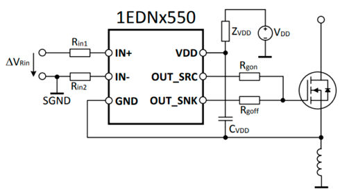 Типовая схема включения драйверов 1EDN7550/1EDN8550