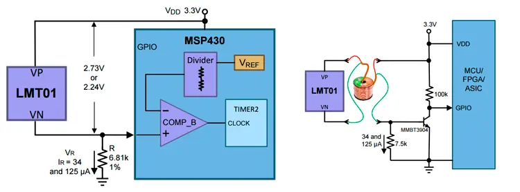 Варианты подключения LMT01 к микроконтроллеру