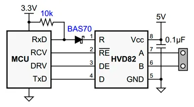 Подключение SN65HVD82 к микроконтроллеру с питанием 3.3 В