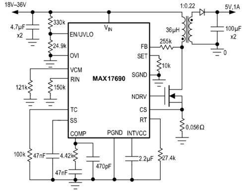 Типовая схема применения микросхемы MAX17690