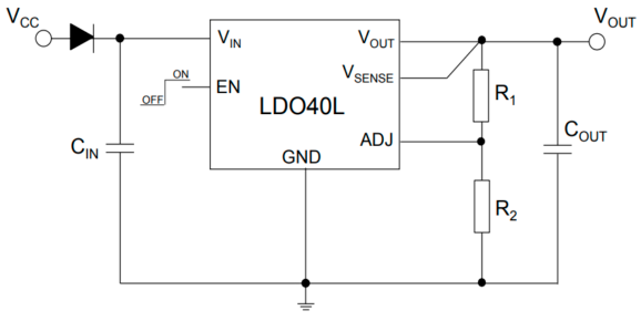 Типовая схема применения LDO40L