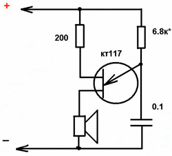 Схема с двубазовым транзистором