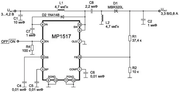 DC/DC-преобразователь типа SEPIC на микросхеме MP1517