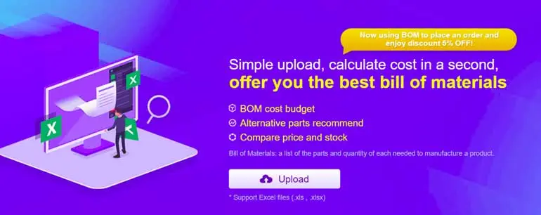 The page of uploading BOM files The page of uploading BOM files