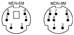 Нумерация контактов разъёмов MDN-6M и MDN-8M