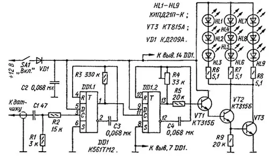 Схема автомобильного стробоскопа на светодиодах