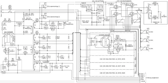 Принципиальная схема внешнего сварочного блока