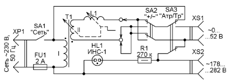 Электрическая схема трансформатора-автотрансформатора