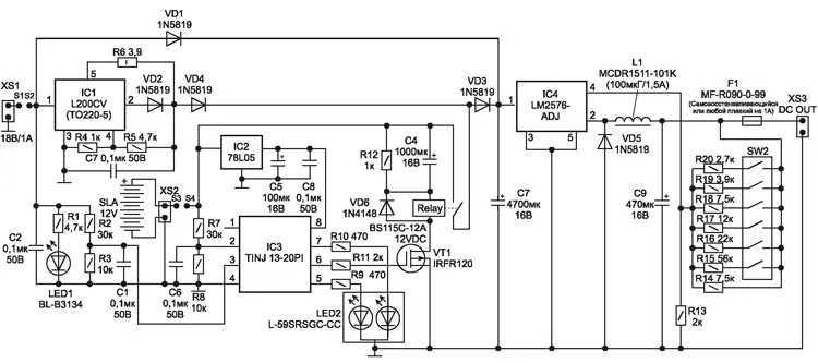 Электрическая принципиальная схема ИБП ВМ1061