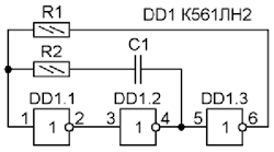 Типовая схема генератора на трёх инверторах