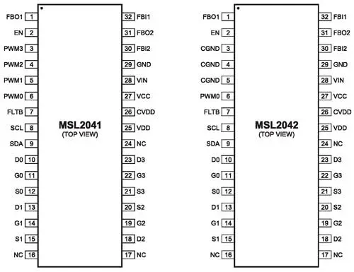 Расположение выводов ИМС MSL2041/42 в корпусе SOP32
