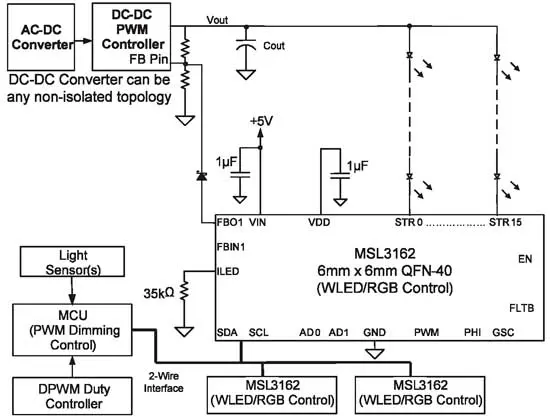 Функциональная схема включения ИМС MSL3162 Функциональная схема включения ИМС MSL3162