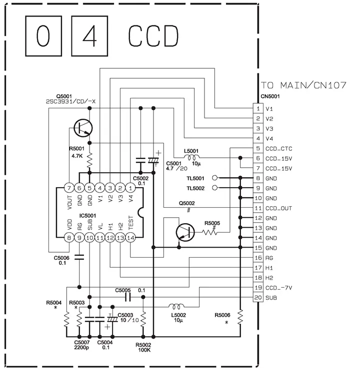 Принципиальная электрическая схема ПЗС-сенсора моделей GR-D53/D73