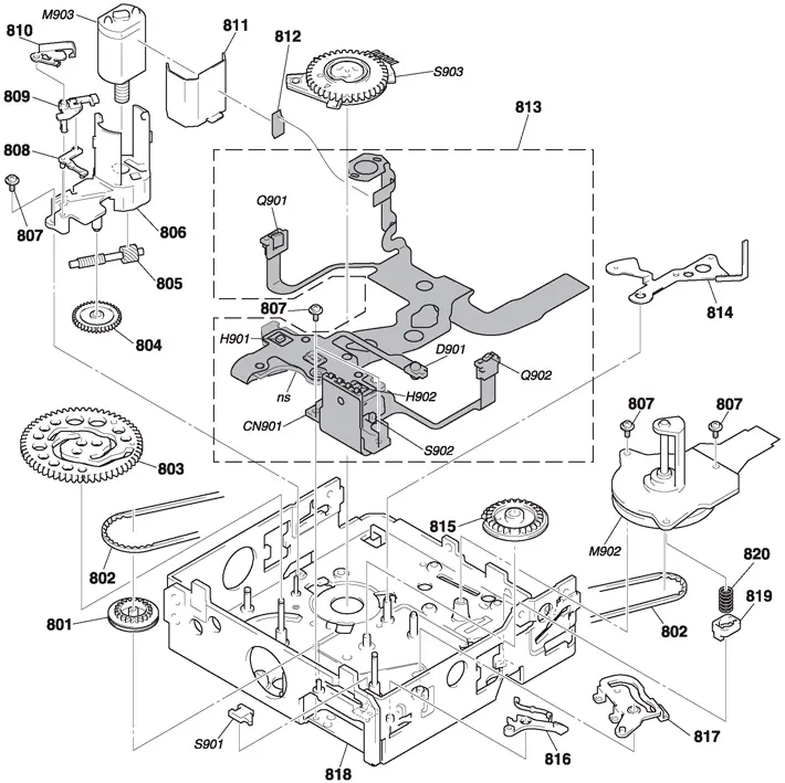 Сборочные узлы С-механизма: двигатели ведущего вала и загрузочного механизма