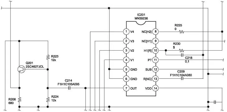 Фрагмент принципиальной электрической схемы ПЗС датчиков изображения 