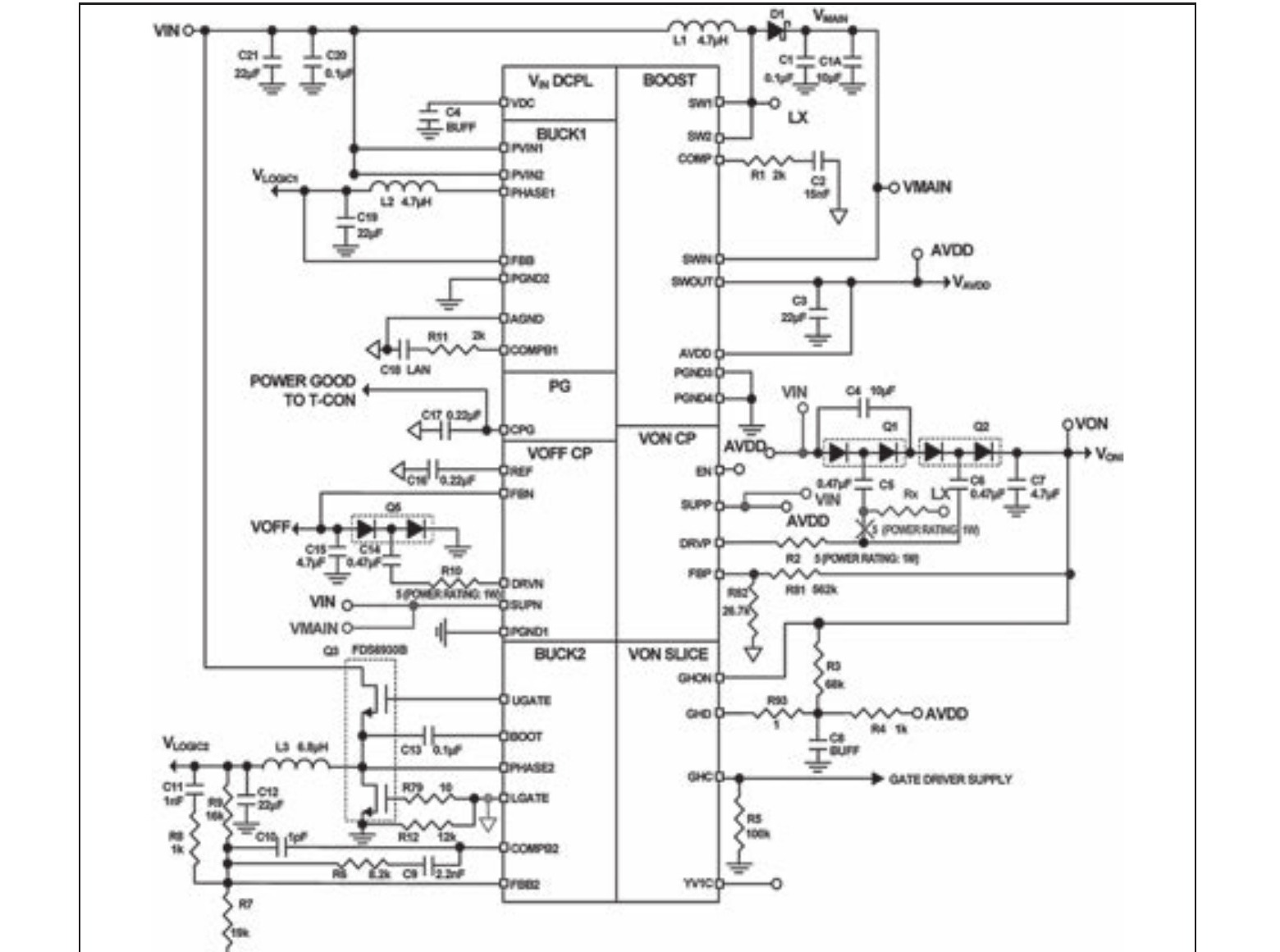 Рис. 2. Типовая схема включения ИМС ISL98602IRAAZ