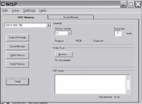 Вид окна программы WISP V.4.1 в режиме записи памяти UOCMI