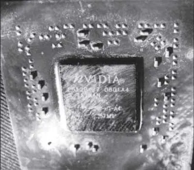 Перегретый кристалл графического контроллера nVidia видеокарты Zotac GeForce 8600