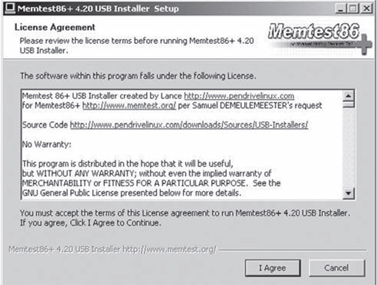 Сообщение установщика Memtest86+ USB Installer.exe