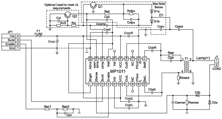 Принципиальная электрическая схема инвертора, применяемого в ноутбуках HEWLETT PACKARD и COMPAQ