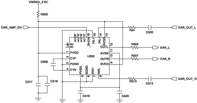 Схема включения усилителя звука U500