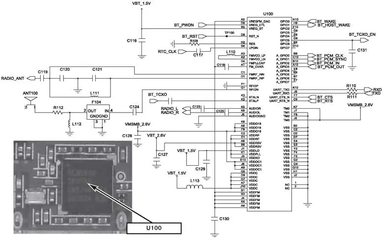 Схема включения контроллера Bluetooth и FM-радио