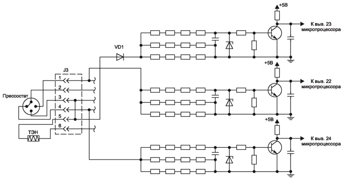 Фрагмент принципиальной схемы электронного модуля EVO-II