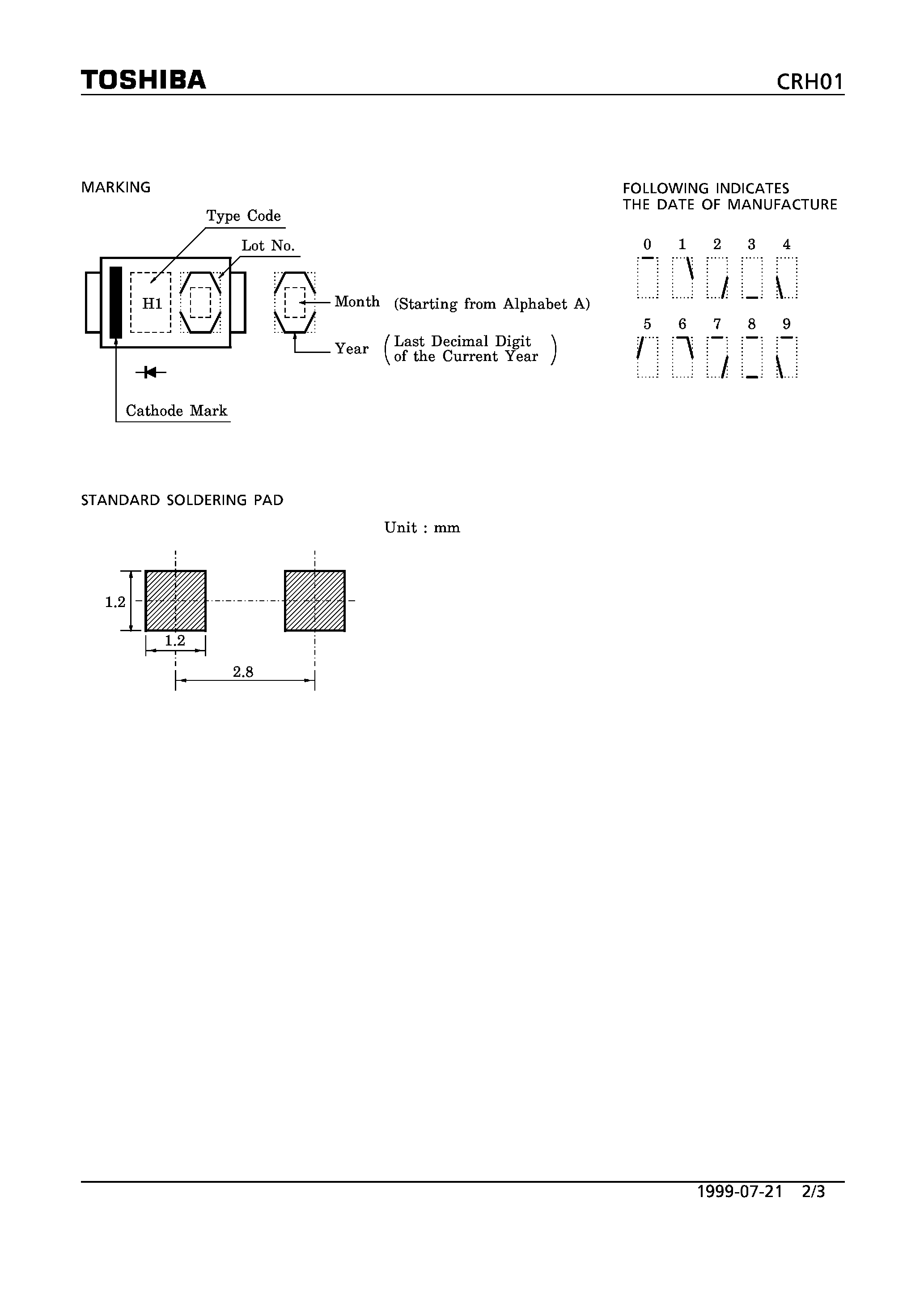 Datasheet CRH01 page 2 Datasheet CRH01 - HIGH EFFICIENCY RECTIFIER (SWITCHING TYPE POWER SUPPLY APPLICATIONS) page 2
