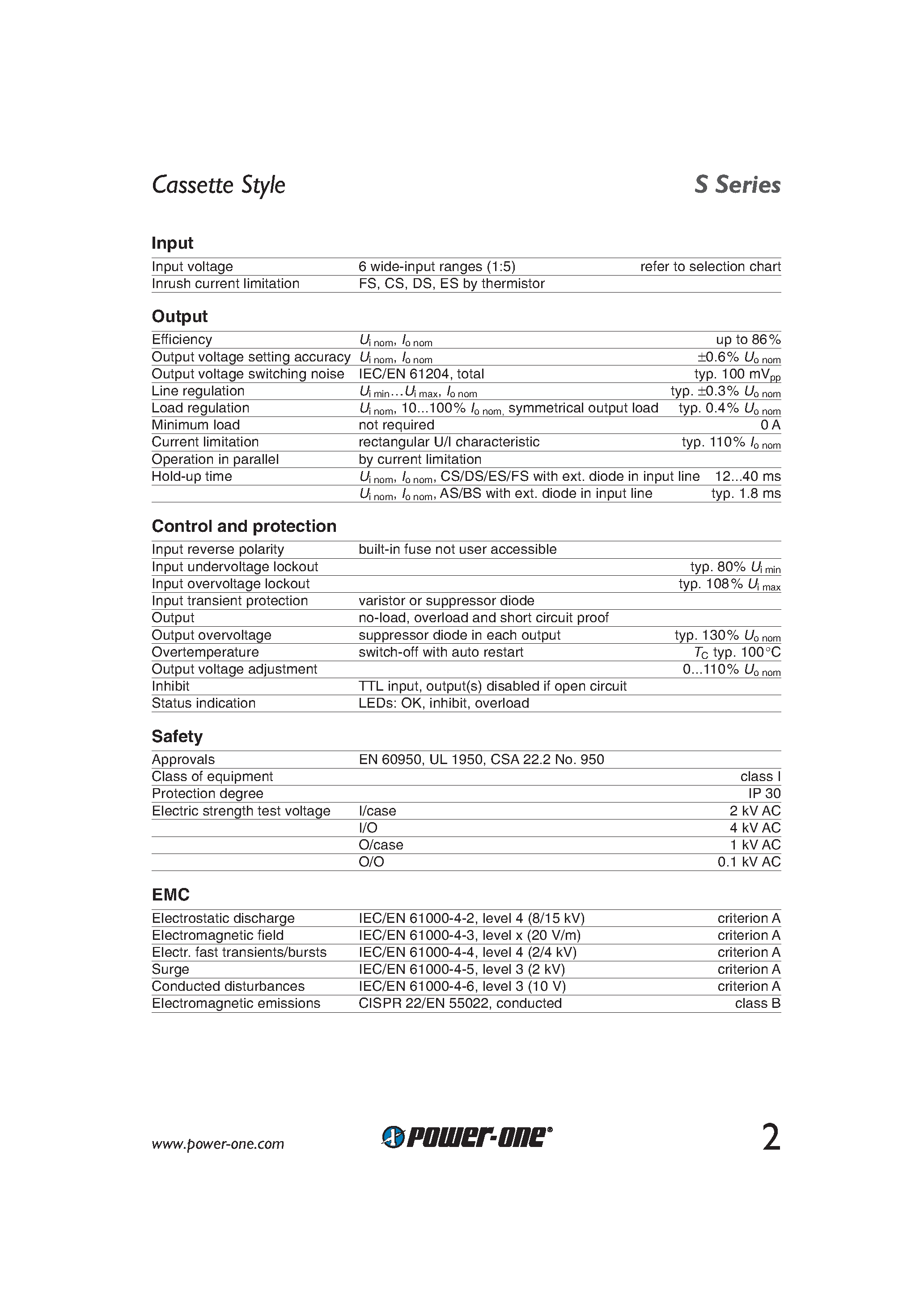 Datasheet CS1001-7R page 2 Datasheet CS1001-7R - 100 Watt DC-DC Converters page 2