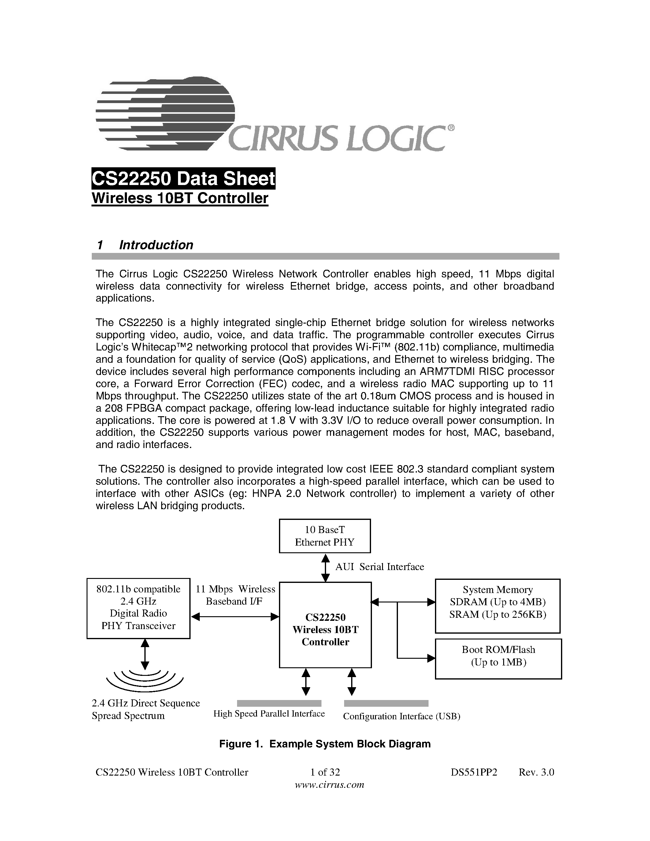 Datasheet CS22250 - WIRELESS 10BT CONTROLLER page 1