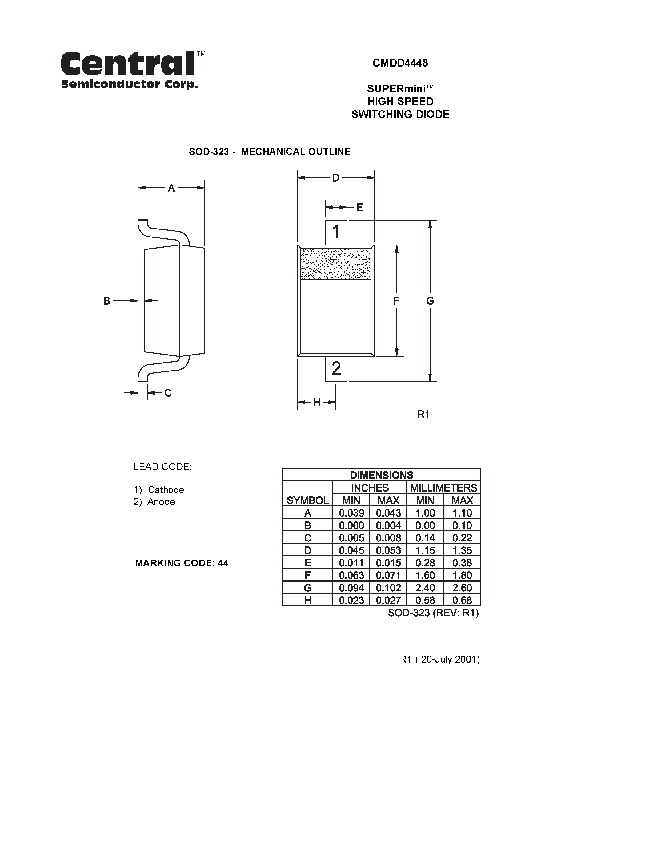 Даташит на микросхему CMDD4448 страница 2 Даташит CMDD4448 - SUPERminiTM HIGH SPEED SWITCHING DIODE страница 2