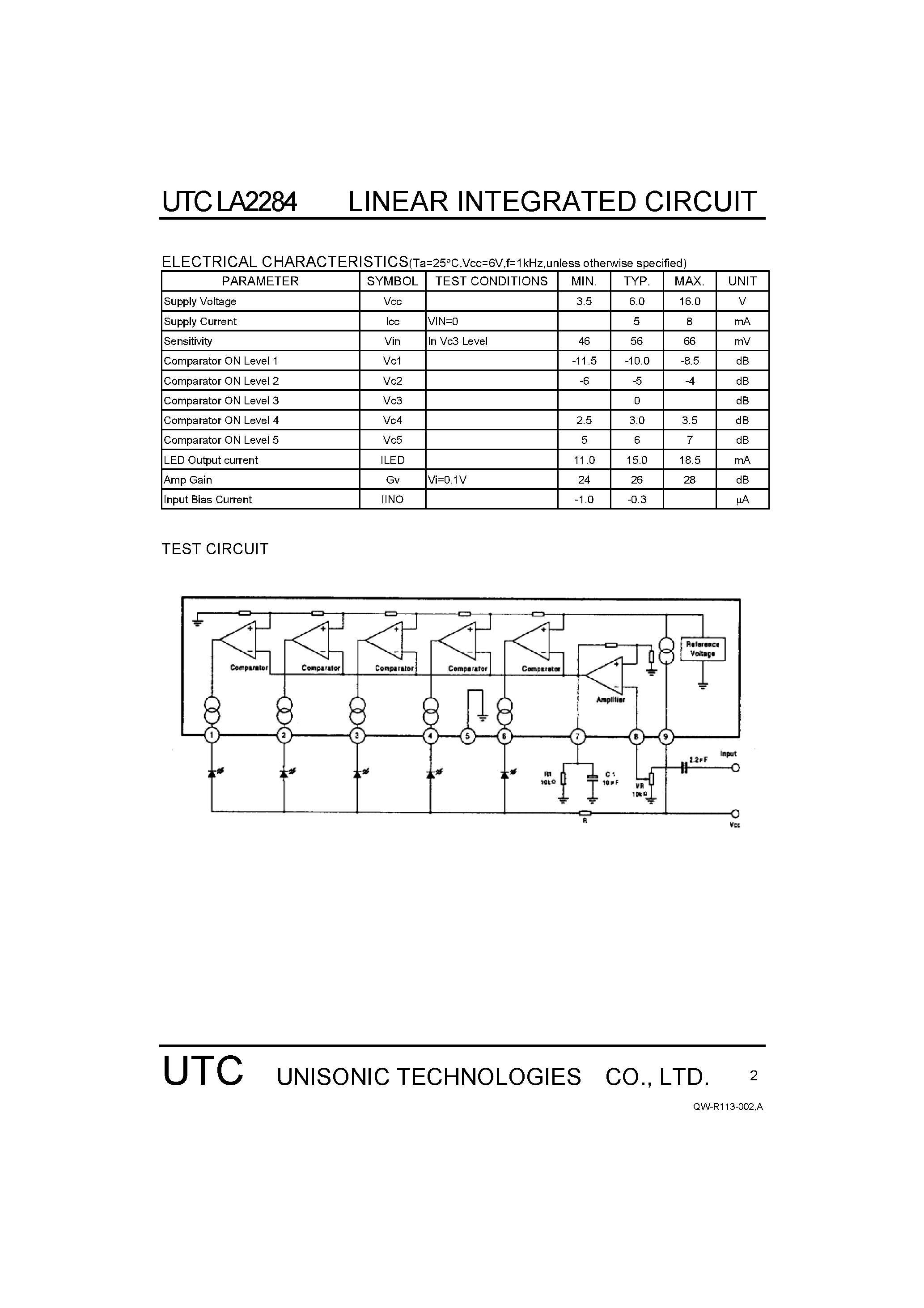 Даташит на микросхему LA2284 страница 2 Даташит LA2284 - 5-DOT DUAL LED LEVEL METER DRIVER страница 2