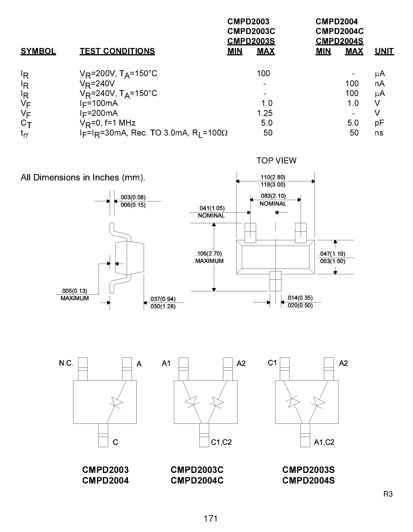 Даташит CMPD2003-1 - SURFACE MOUNT HIGH VOLTAGE SWITCHING DIODE страница 2