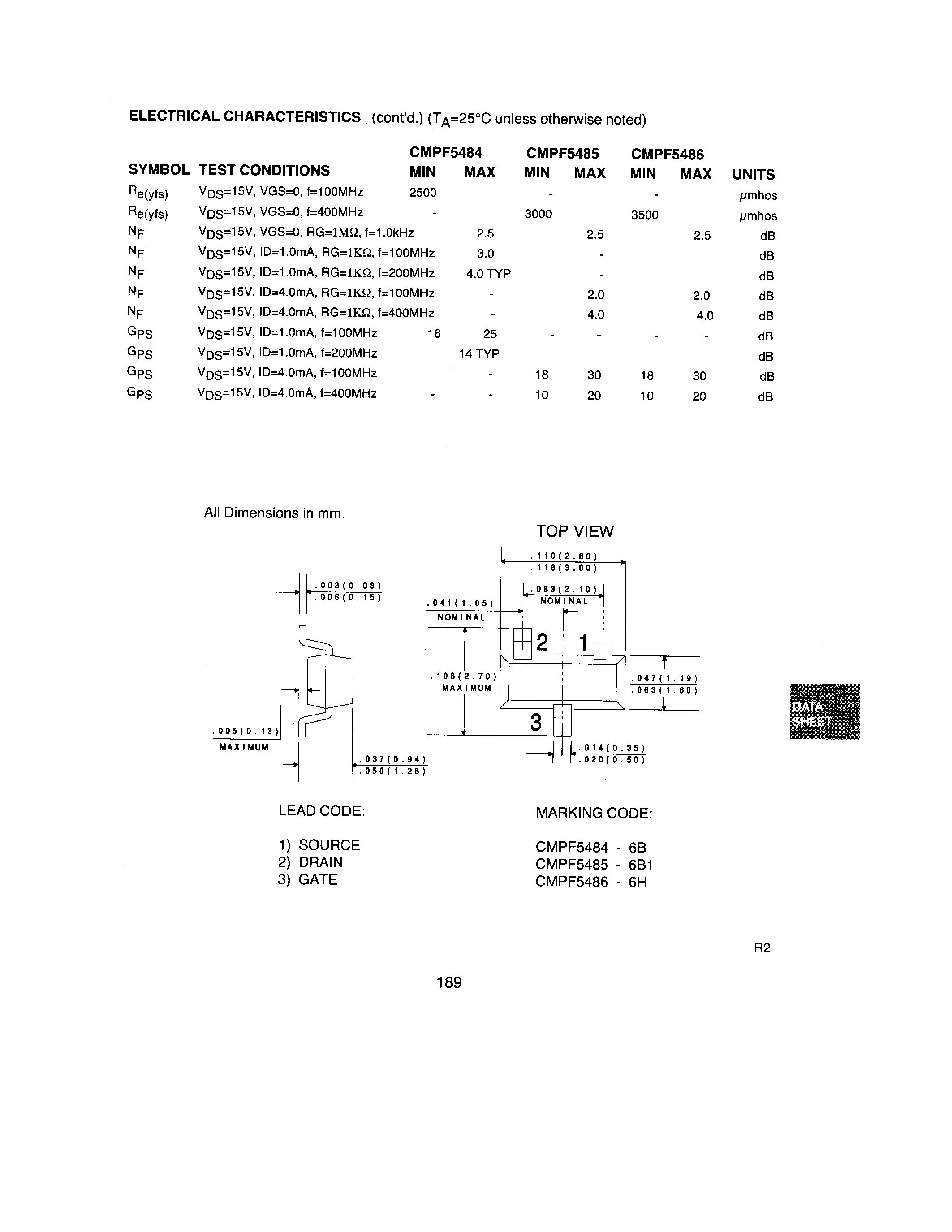 Datasheet CMPF5485 - N-CHANNEL JFET page 2