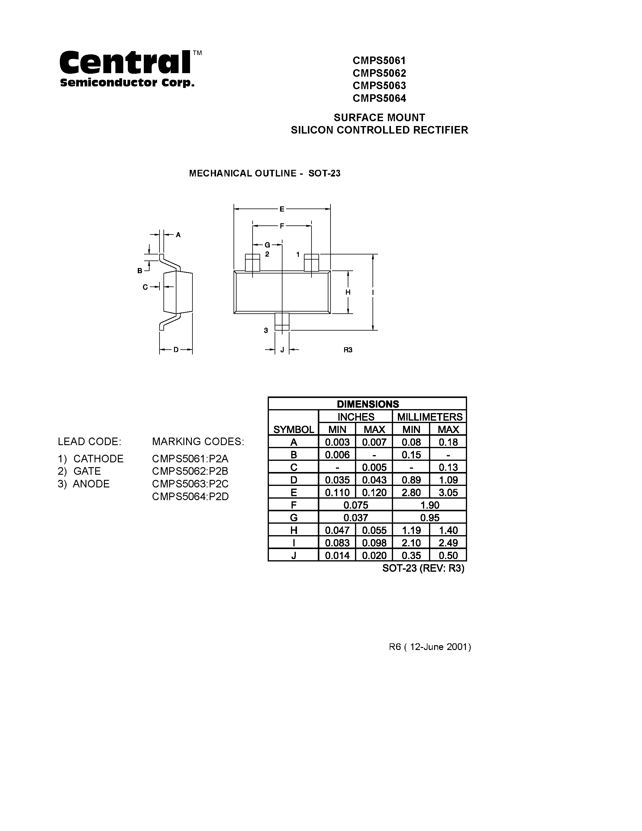 Datasheet CMPS5061 page 2 Datasheet CMPS5061 - SURFACE MOUNT SILICON CONTROLLED RECTIFIER page 2