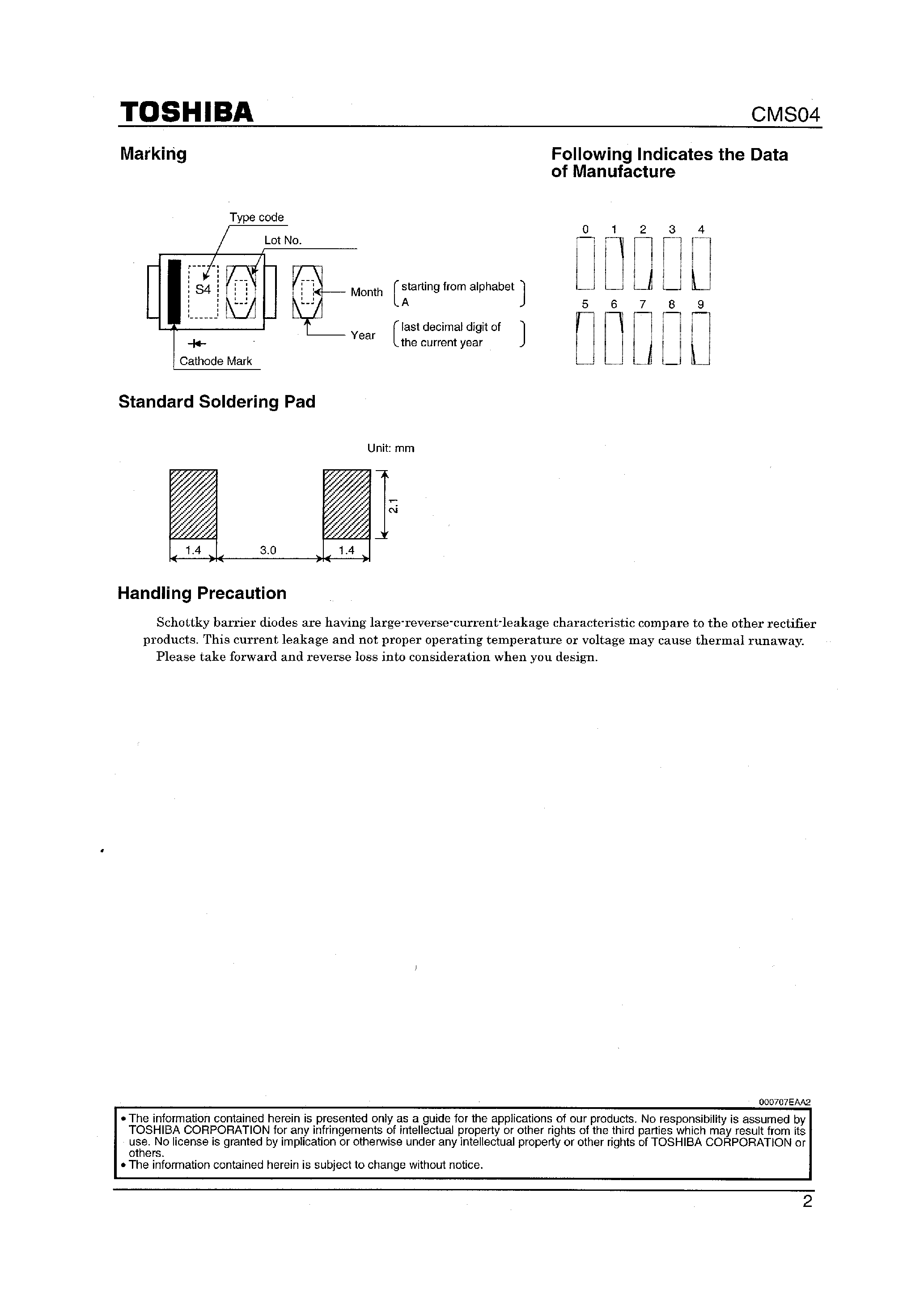Datasheet CMS04 - Switching Mode Podwe Supply Appications Portable Equipment Battery Applications page 2