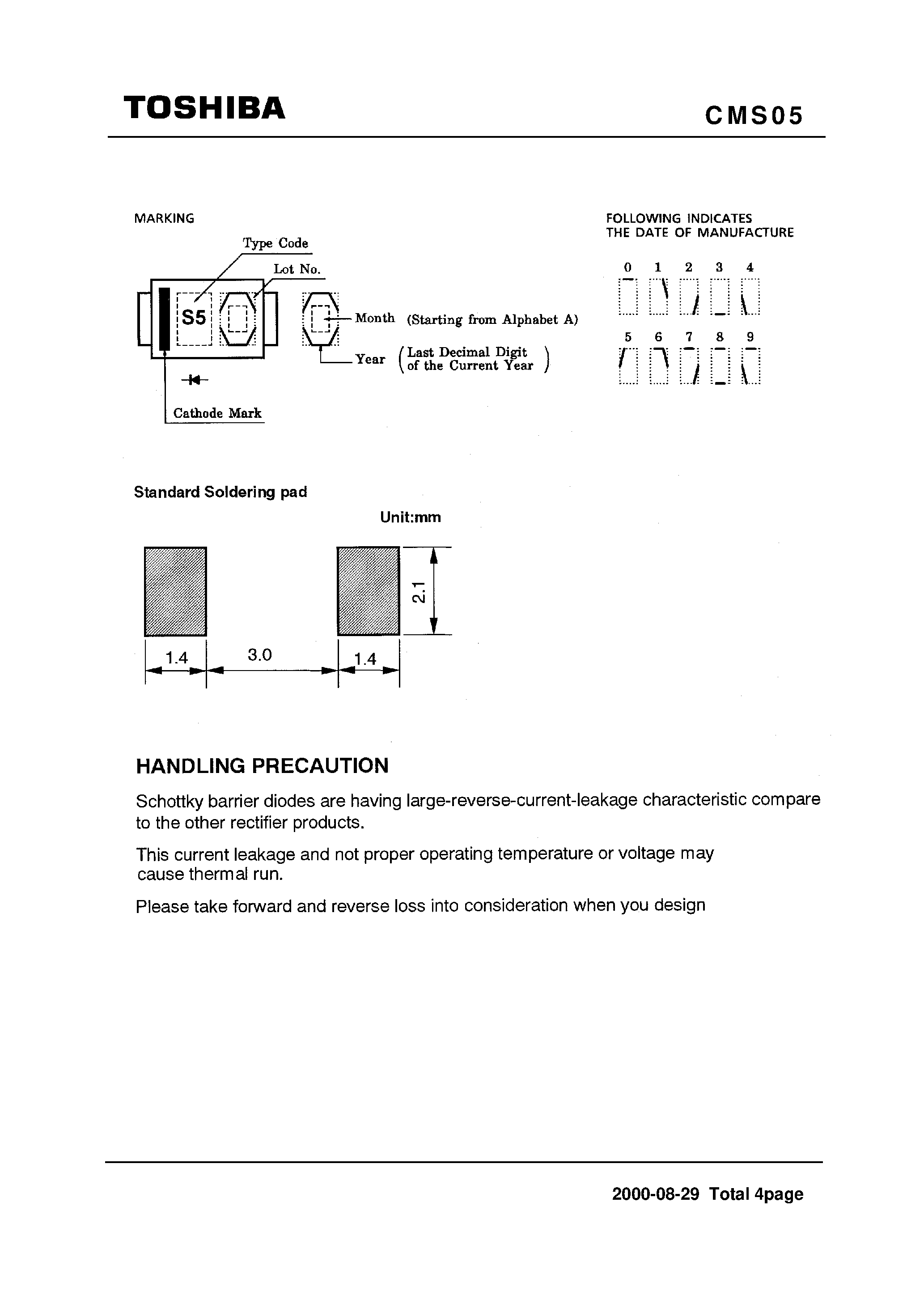 Datasheet CMS05 - SWITHING MODE POWER SUPPLY APPLICATIONS PORTABLE EQUIPMENT BATTARY APPLICATIONS page 2