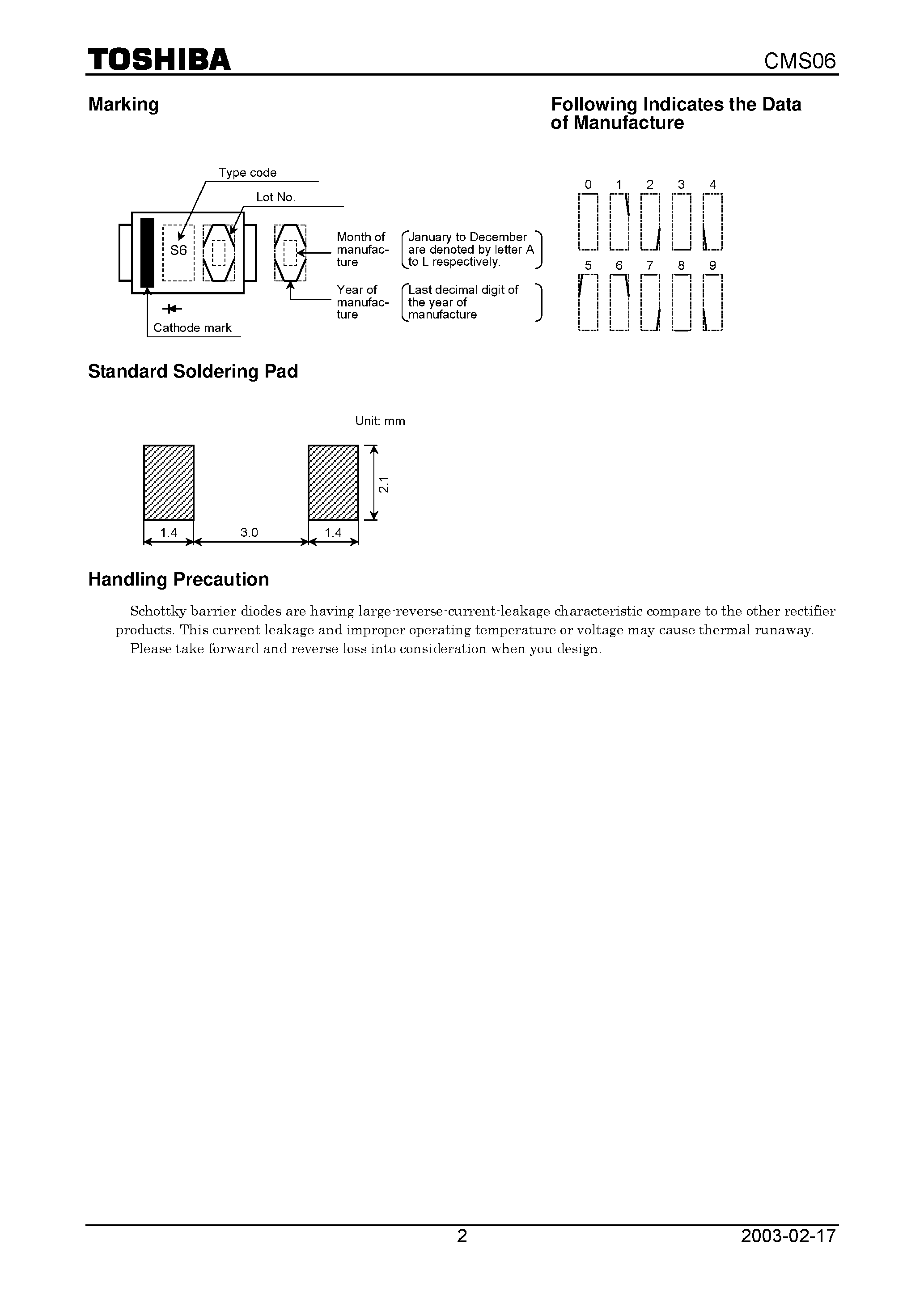 Datasheet CMS06 - TOSHIBA Schottky Barrier Rectifier Schottky Barrier Type page 2