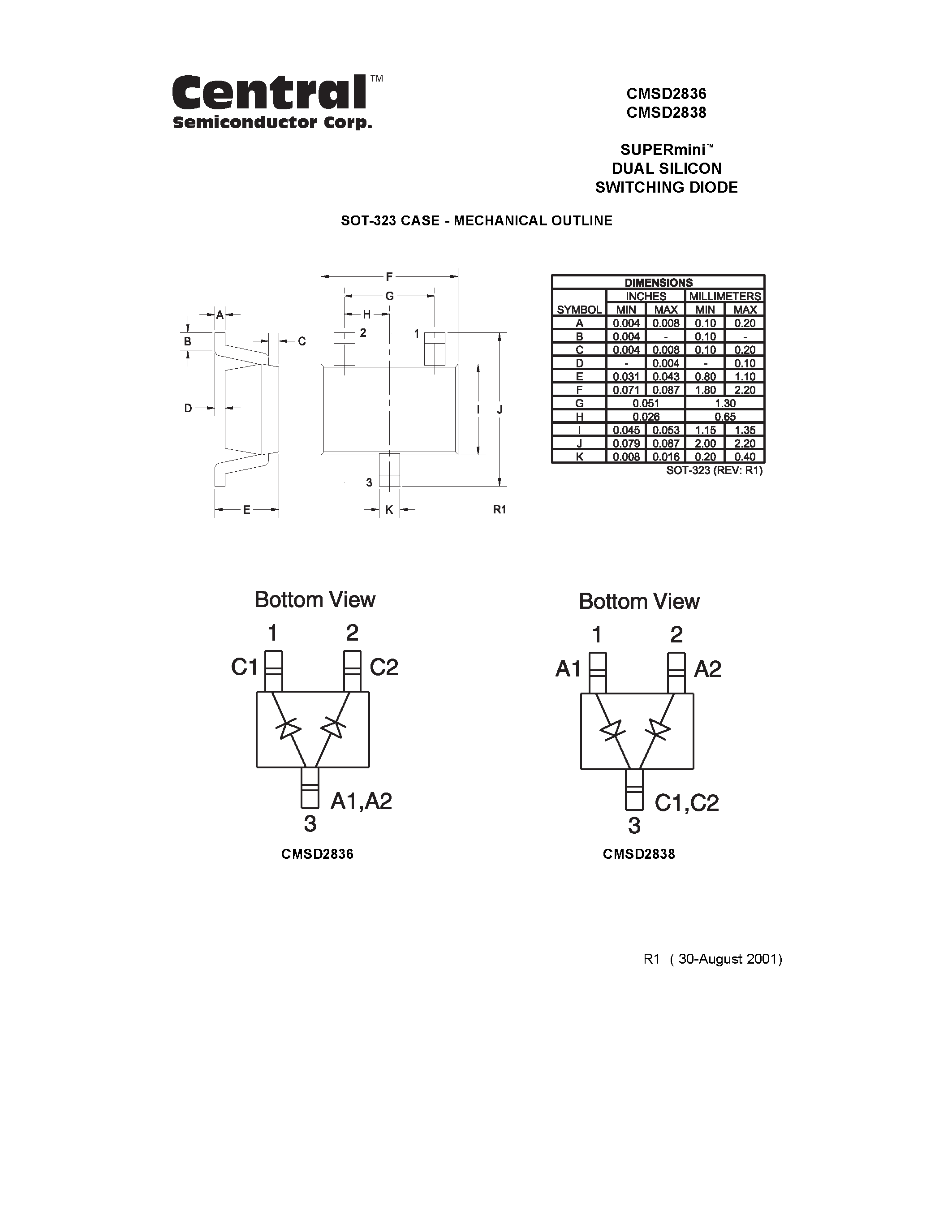 Даташит на микросхему CMSD2836 страница 2 Даташит CMSD2836 - SUPERmini. DUAL SILICON SWITCHING DIODE страница 2