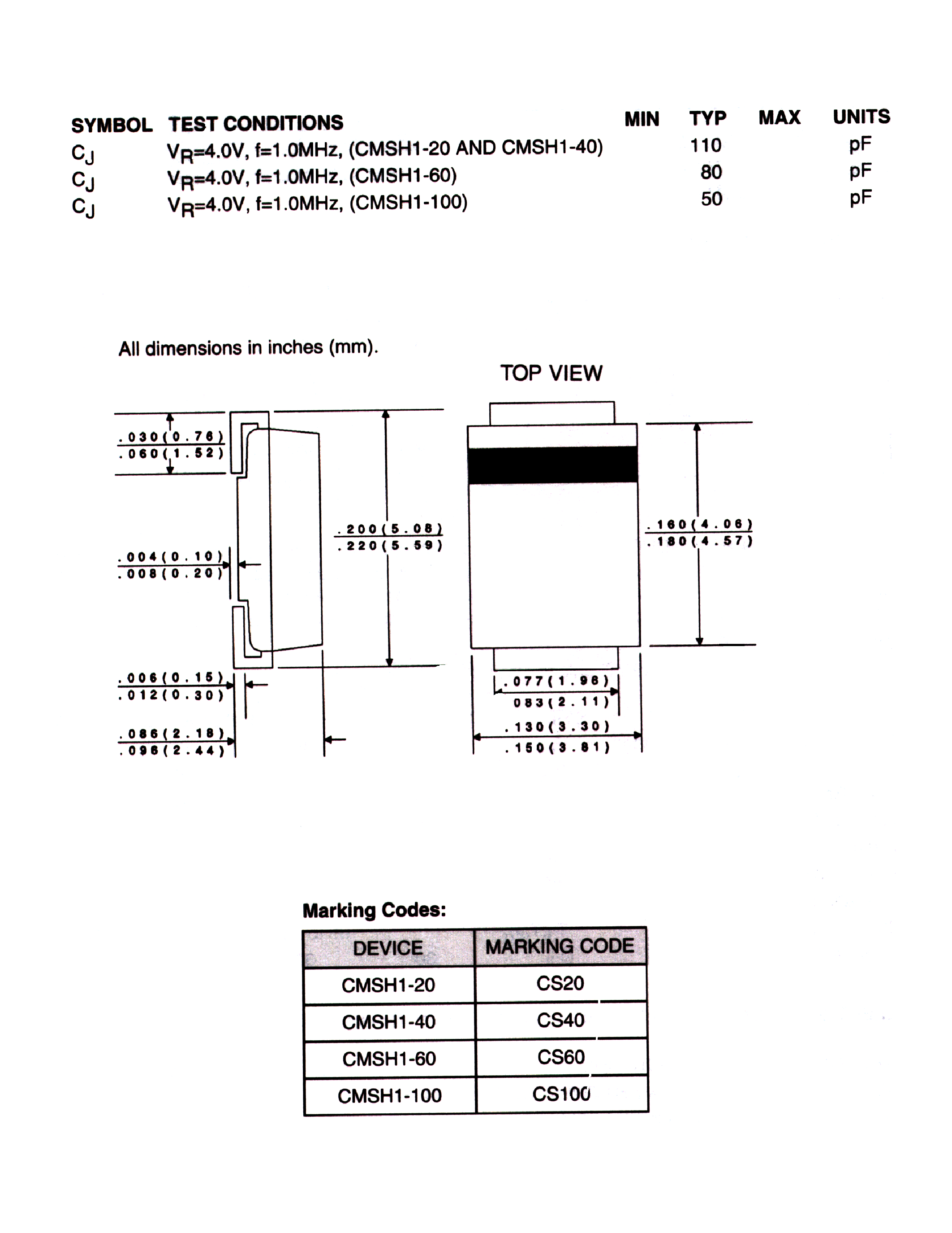 Datasheet CMSH1-40 page 2 Datasheet CMSH1-40 - SCHOTTKY BARRIER RECTIFIER 1.0 AMP/ 20 THRU 100 VOLTS page 2