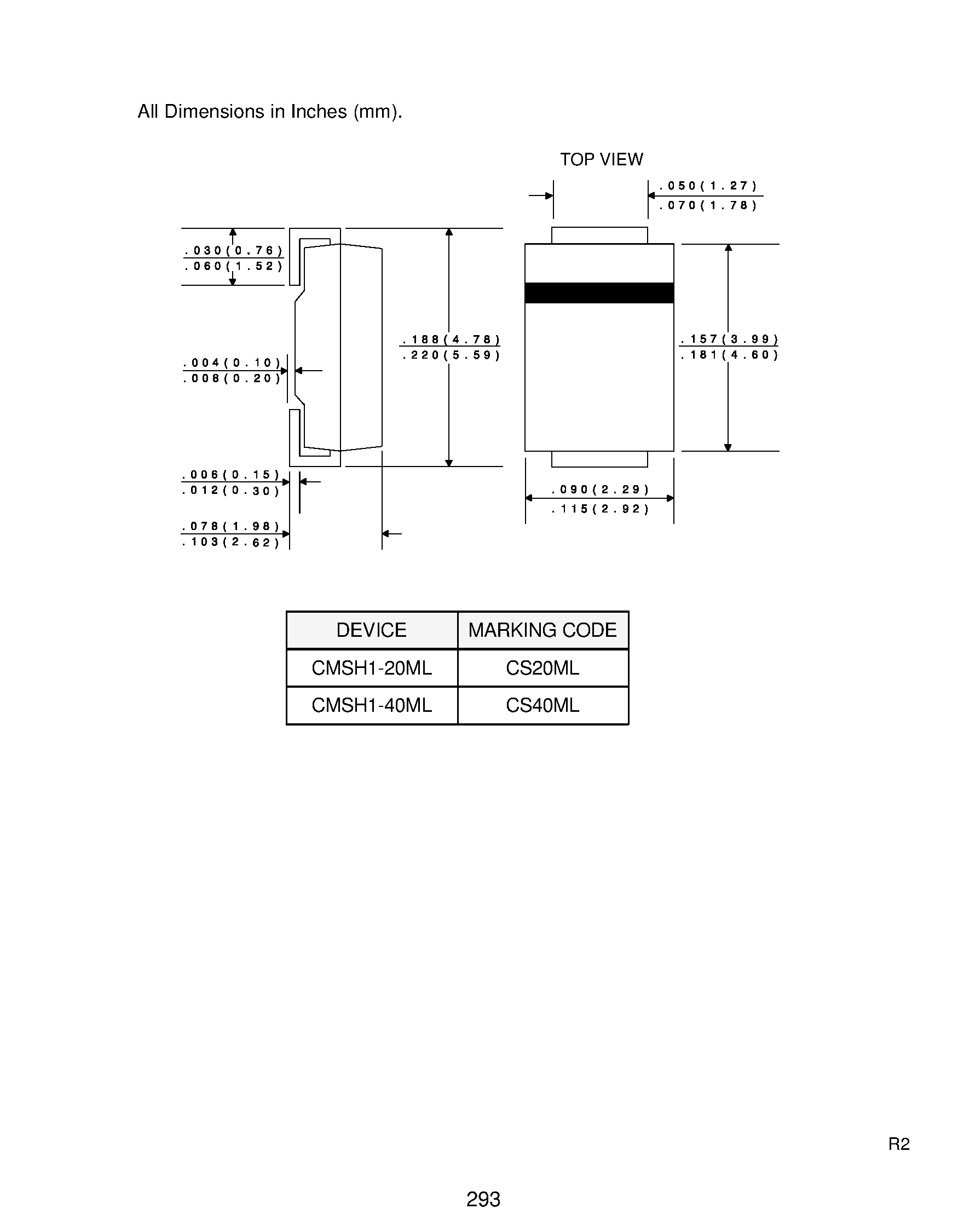 Datasheet CMSH1-40ML - SCHOTTKY BARRIER RECTIFIER 1.0 AMP/ 20 & 40 VOLTS page 2