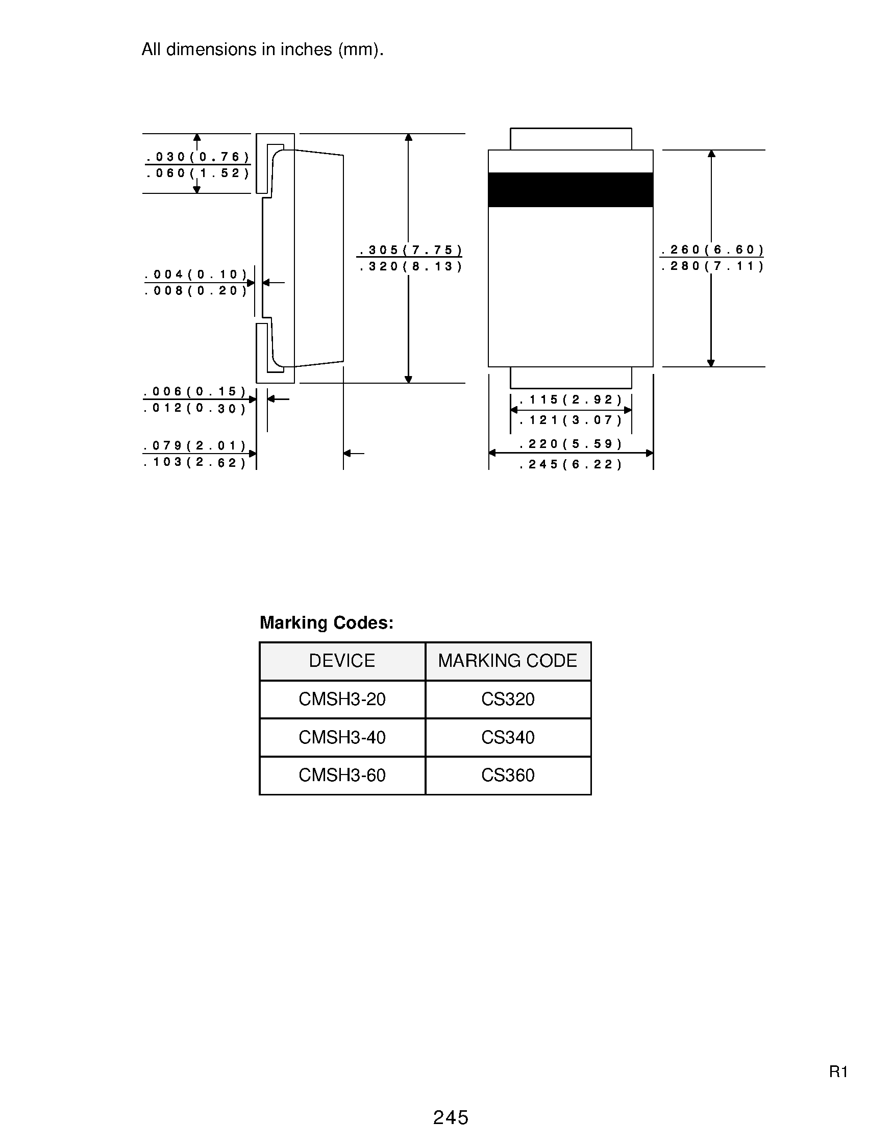 Datasheet CMSH3-60 page 2 Datasheet CMSH3-60 - SCHOTTKY BARRIER RECTIFIER 3.0 AMP/ 20 THRU 60 VOLTS page 2